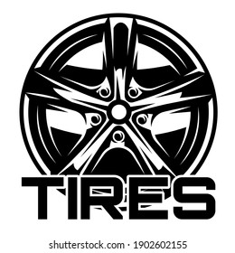 Vector illustration with wheel car drive. Template for logo design, corporate style, business card, poster, website.