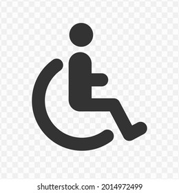 Vector illustration of wheel chair icon in dark color and transparent background(png)