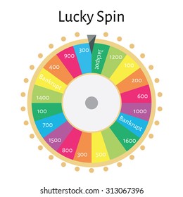 Vector illustration wheel of fortune. Lucky spin icon in flat style.