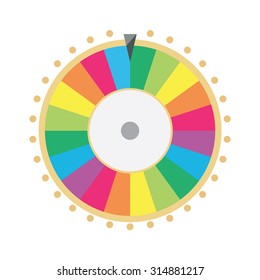 Vector illustration wheel of fortune. Lucky spin icon in flat style.