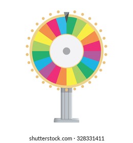 Vector illustration wheel of fortune. Lucky spin icon in flat style.