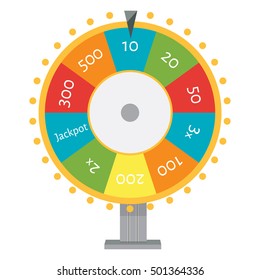 Vector illustration wheel of fortune. Lucky spin icon in flat style.