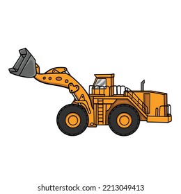  Vector Illustration of Wheel Loader for construction and Mining industry. Heavy Vehicle equipment template vector illustration for your Icon, Logo, brand.