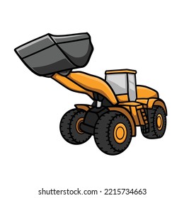 Vector illustration of Wheel Loader construction equipment, mining industry.