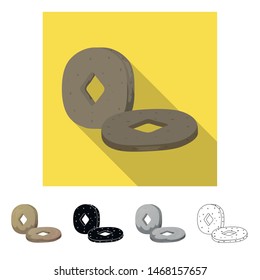 Vector illustration of wheel and prehistoric logo. Set of wheel and tools stock symbol for web.