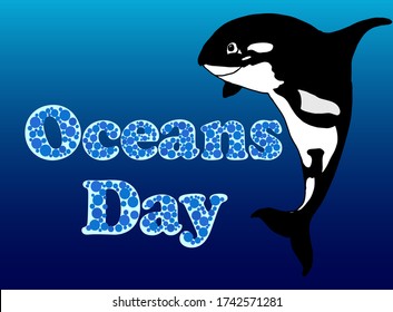 Vector illustration with a wheel to World Oceans day. Concept for banner or card.