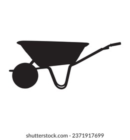 Vector Illustration of Wheelbarrow Cart Wagon Silhouette
