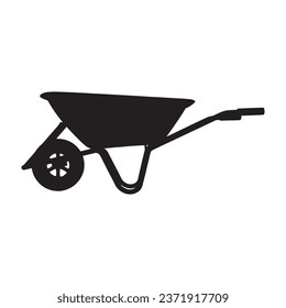 Vector Illustration of Wheelbarrow Cart Wagon Silhouette