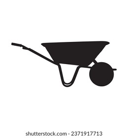 Vector Illustration of Wheelbarrow Cart Wagon Silhouette