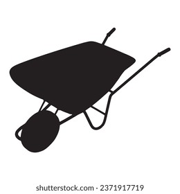 Vector Illustration of Wheelbarrow Cart Wagon Silhouette