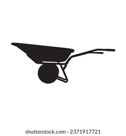 Vector Illustration of Wheelbarrow Cart Wagon Silhouette