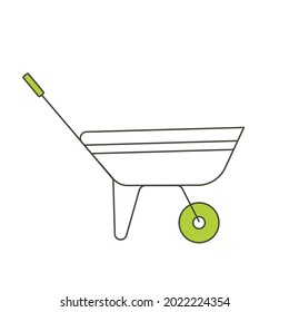 Vector illustration of wheelbarrow isolated on white background.