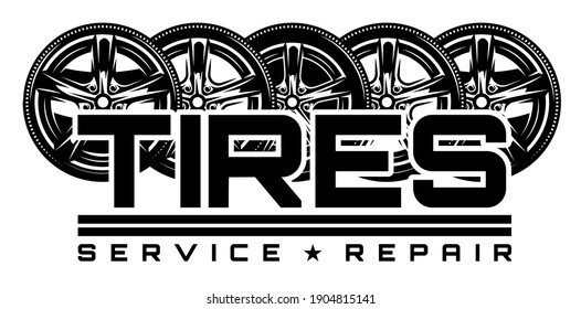 Vector illustration with wheels car drive. Template for logo design, business card, poster, website.