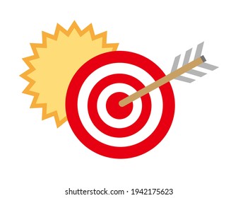 
Vector illustration where the arrow hits the target.