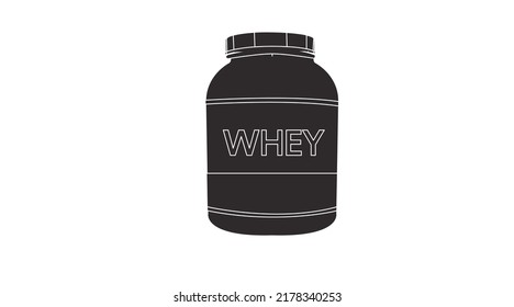Vector Illustration of Whey Protein Bottle. Vector isolated editable illustration