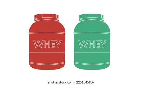 Vector Illustration of Whey Protein Bottle. Vector isolated editable illustration