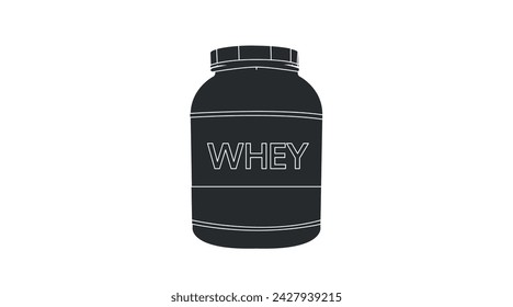 Vector Illustration of Whey Protein Bottle. Vector isolated editable illustration