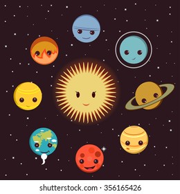 Vector illustration which depicts the solar system.