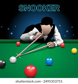 Vector illustration while competing in snooker.