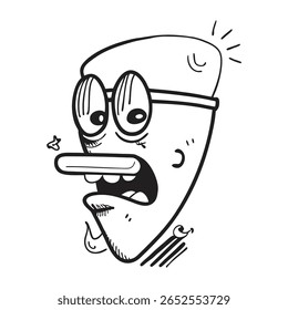 Ilustração vetorial de um rosto de desenho animado com óculos, detalhado em preto e branco. Divertido e divertido artesanato, enfatizando design de personagem único e estilo de ilustração criativa.