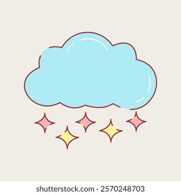 Vector illustration of whimsical clouds with charming elements. Perfect for adding a playful touch to projects, suitable for children’s designs, creativity, and decorative theme