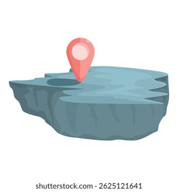 Vector illustration of a whimsical floating landmass with a bright location marker pin