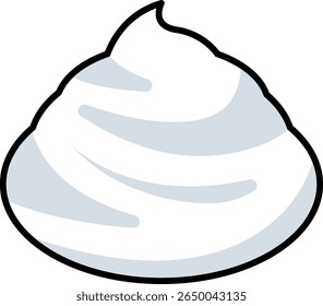 Vector illustration of whipped cream. Ideal for desserts, cafe, topping themes.