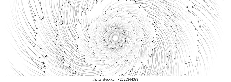 Vector illustration. Whirlwind of data flow, pulling everything into its vortex, symbolizing unstoppable force of digital transformation. Concept of technology, science. Wallpaper. Pattern.