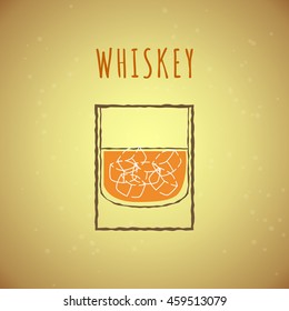 vector illustration of whiskey, stylized in color