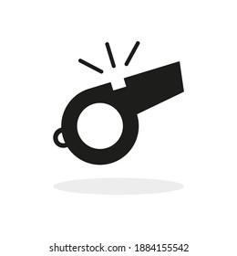 A vector illustration of a whistle being blown. Whistle being blown illustration icon. Whistle blower concept icon