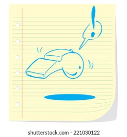 Vector illustration of whistle in doodle style