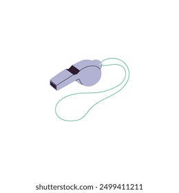 Vector illustration of a whistle on an isolated background. This element is necessary for notification during emergency situations, especially when first aid is required. Flat cartoon style.