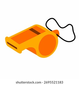 Vector illustration of a whistle with a rope on a white background.
