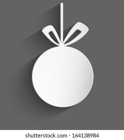 Vector illustration of white 3d plastic Christmas ball with long realistic shadow  