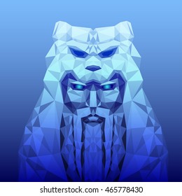 vector illustration with white ancient stone idol