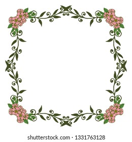 Vector illustration white backdrop for floral frame hand drawn