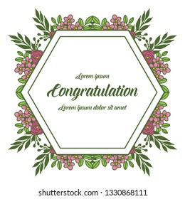 Vector illustration white backdrop flower frame for lettering congratulation hand drawn