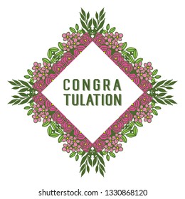 Vector illustration white backdrop flower frame for lettering congratulation hand drawn
