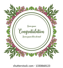 Vector illustration white backdrop flower frame for lettering congratulation hand drawn