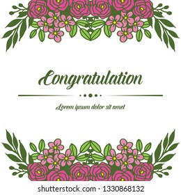 Vector illustration white backdrop flower frame for lettering congratulation hand drawn