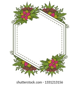 Vector illustration white backdrop flower frame for lettering congratulation hand drawn