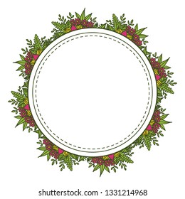 Vector illustration white backdrop flower frame for lettering congratulation hand drawn