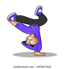 Vector illustration. white background. B boy. Dance. Breakdance. Танцор. 