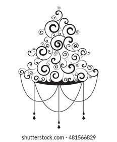 Vector illustration white background with Christmas tree