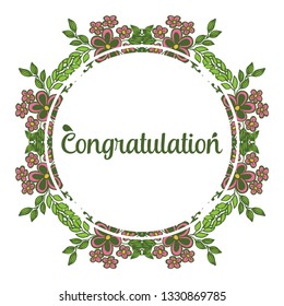 Vector illustration white background floral frame for greeting congratulation hand drawn