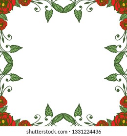 Vector illustration white background floral frame for greeting congratulation hand drawn