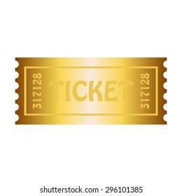 Vector Illustration Of White Background. Gold Ticket.