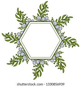 Vector illustration white background with leaf flower frame hand drawn