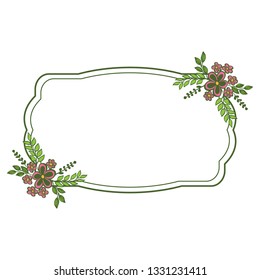 Vector illustration white background pink flower frame for greeting card welcome hand drawn