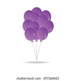 Vector Illustration Of White Background, Purple Balloon